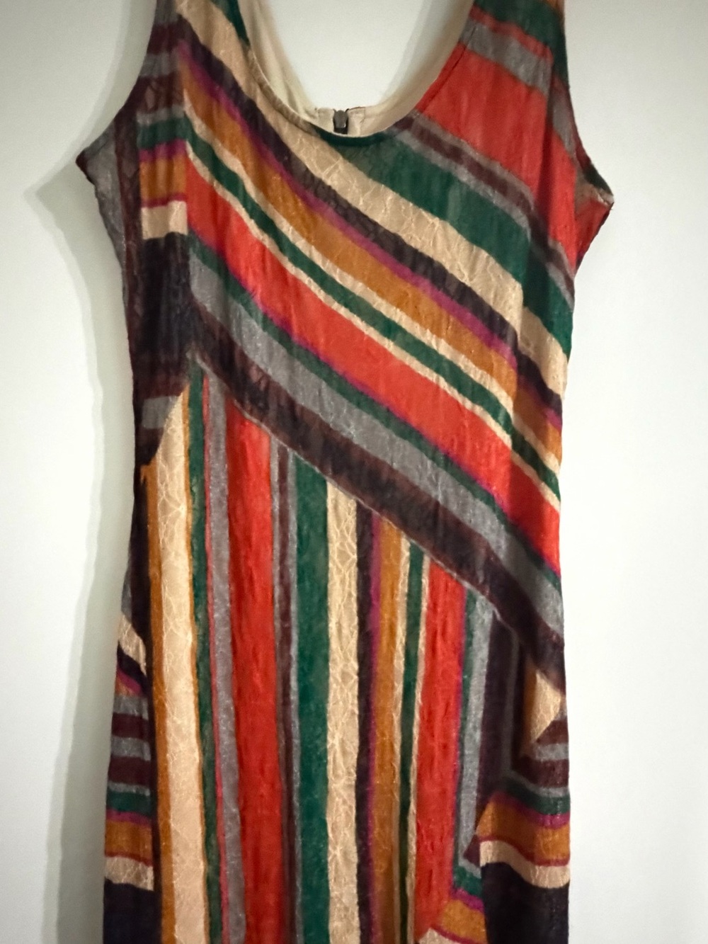 Bar III Multicolor Striped Sleeveless Dress | Size L | Boho Midi Shift Dress